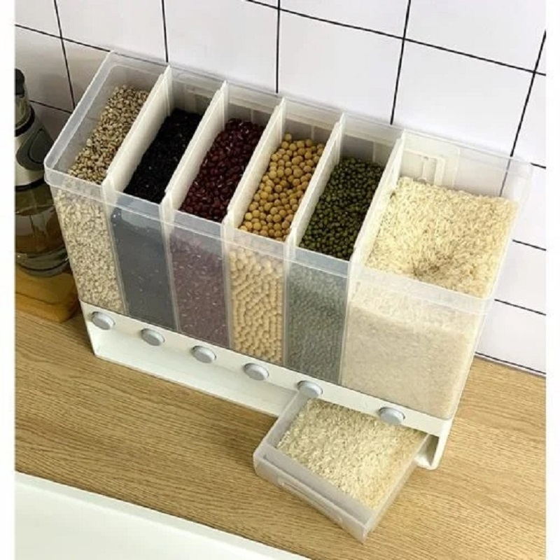 Wall Mounted Divided Rice And Cereal Dispenser